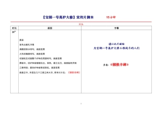 【宝钢一号高炉大修】宣传片脚本