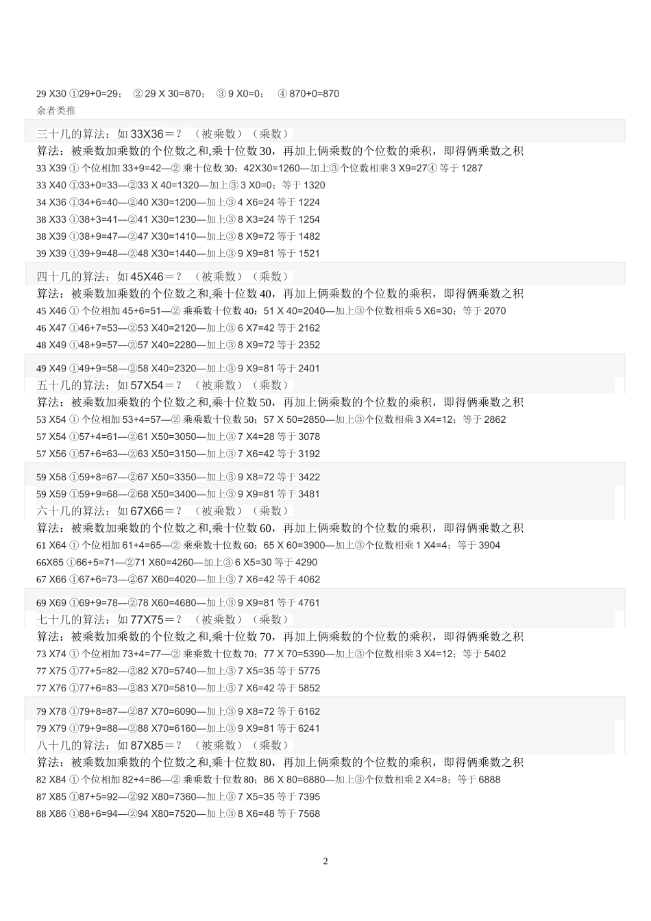 大99X99乘法口诀表_第2页