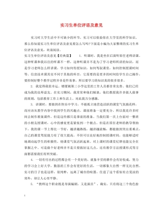 实习生单位评语及意见 