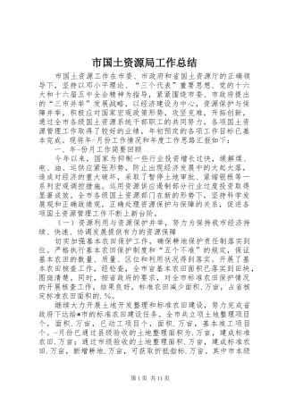 市国土资源局工作总结 