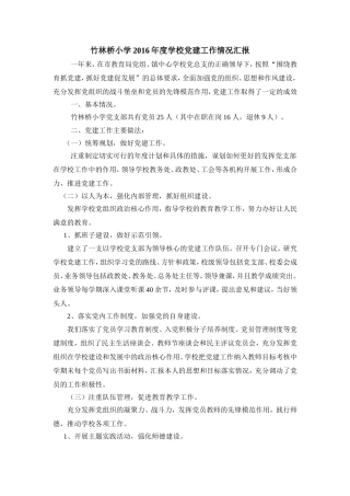 (竹小)2016年度学校党建工作情况汇报