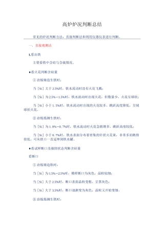 高炉炉况判断总结剖析