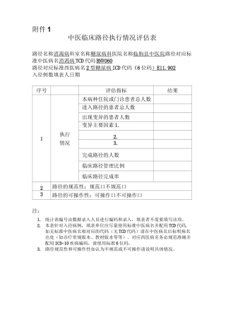 中医临床路径评估表
