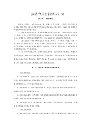 工程施工组织设计-劳动力及材料供应计划