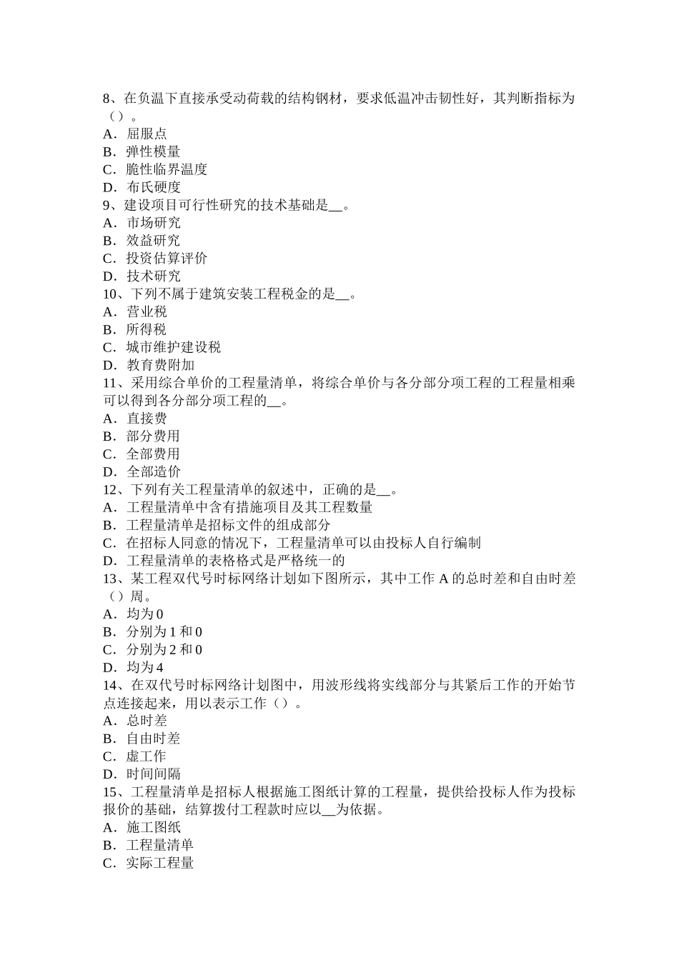 贵州2015年造价工程师考试造价管理：风险自留试题_第2页