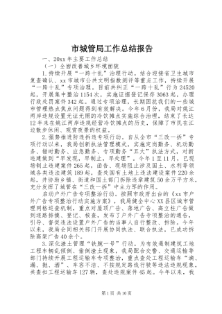 市城管局工作总结报告 