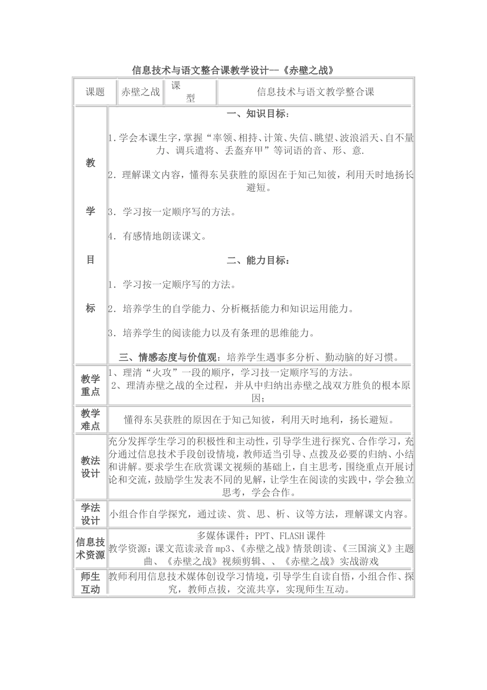 信息技术与语文整合课教学设计_第1页