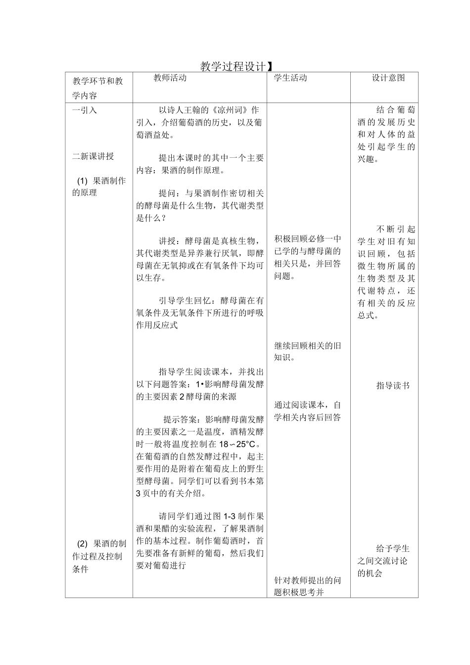 (完整版)果酒和果醋的制作公开课教案_第2页