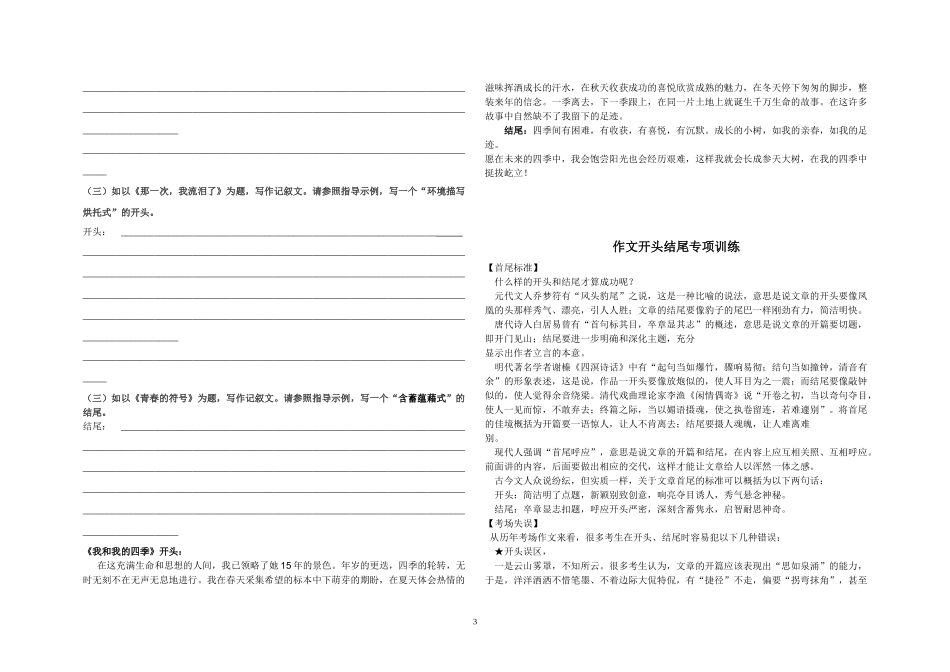 初中作文训练：开头和结尾(范文)_第3页