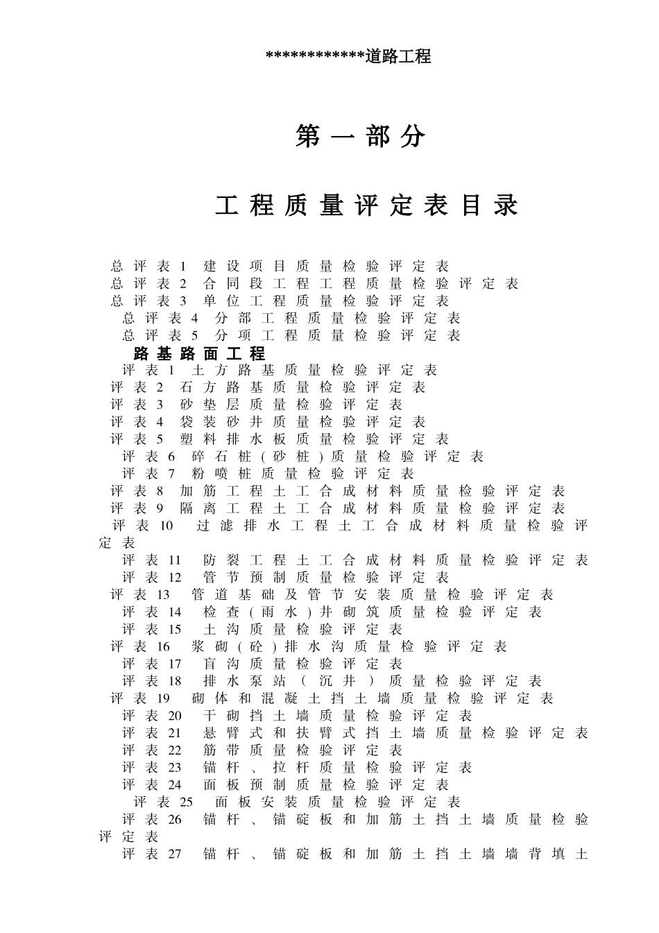公路工程质量评定表_第1页