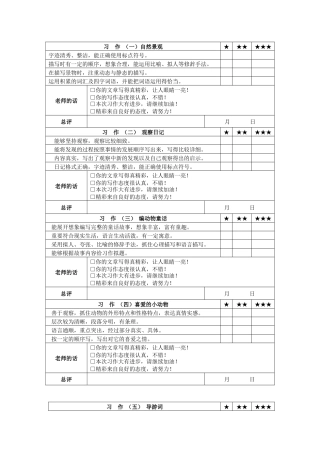 四年级上1-8单元习作批改评价表