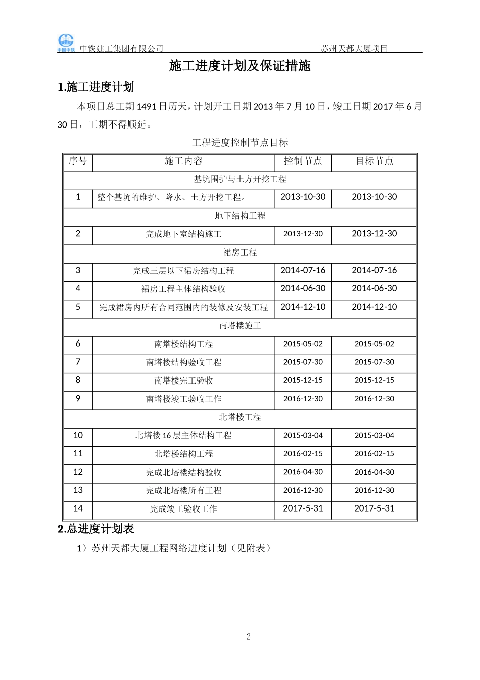 施工进度计划及保证措施_第2页