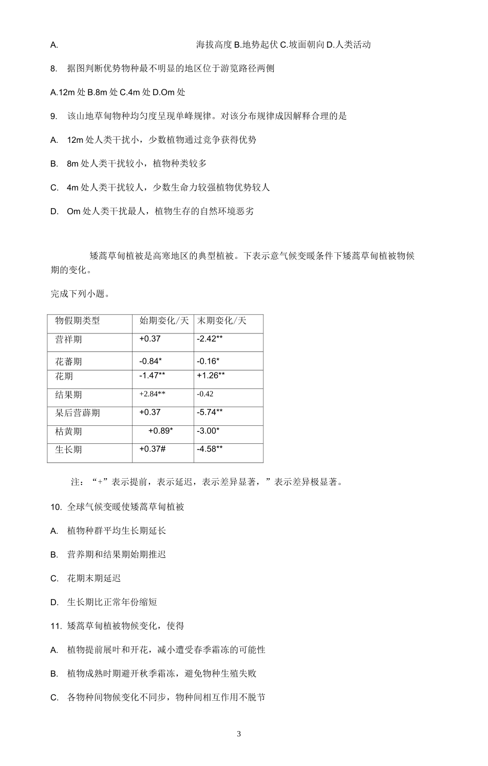 高三地理微专题     物种多样性_第3页