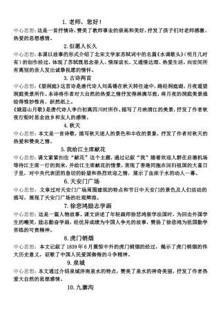苏教版四年级上册语文各课中心思想