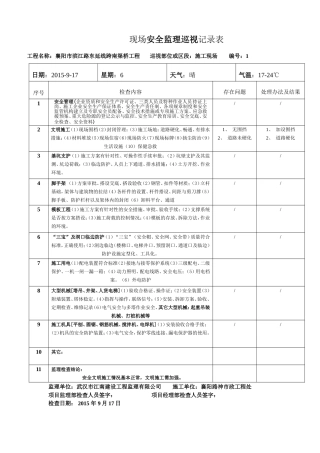 现场安全监理巡视记录表