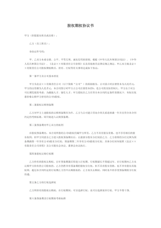 创业公司股权期权协议书