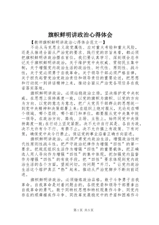 旗帜鲜明讲政治体会心得