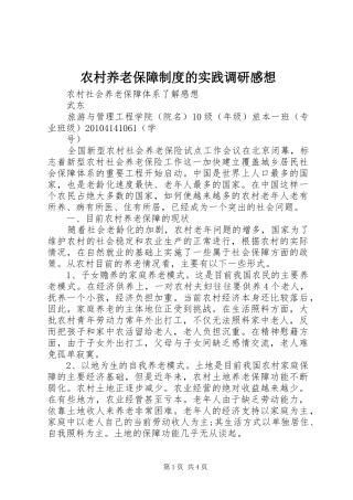 农村养老保障制度的实践调研感想