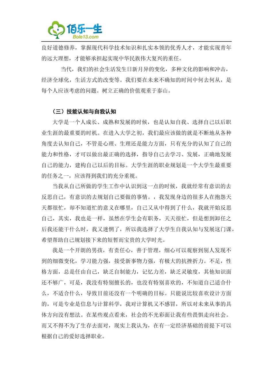 计算机应用技术专业大学生职业生涯规划书_第3页