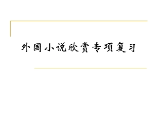 外国小说欣赏专项复习