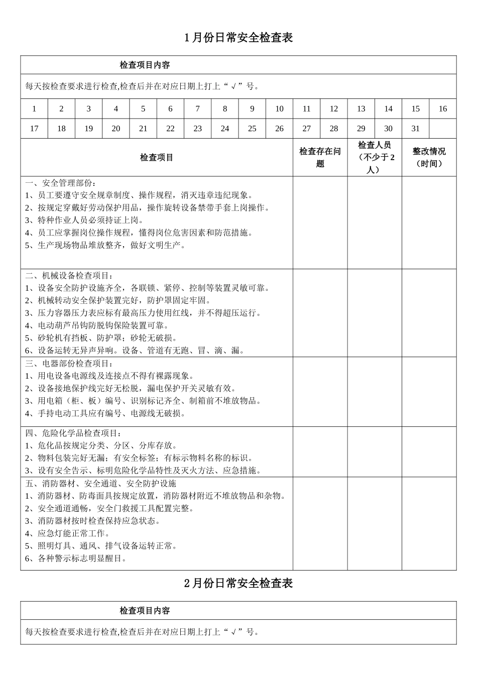日常安全检查表_第3页
