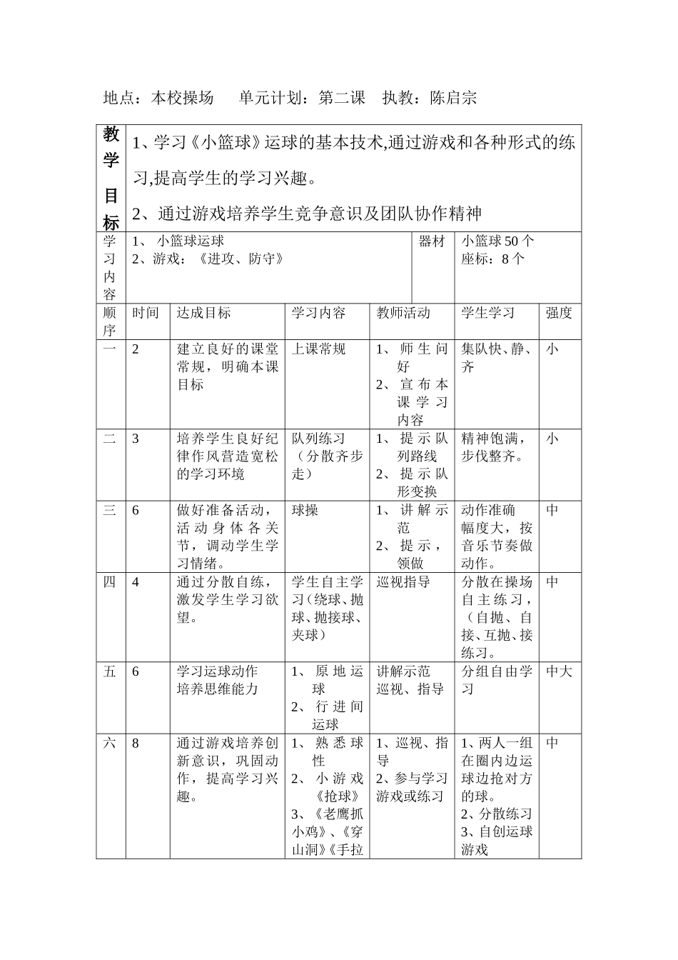 小学三年级体育课设计方案_第3页