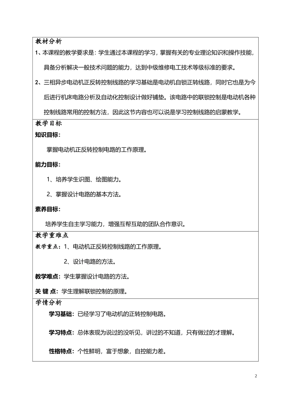 《三相异步电动机正反转控制线路》教学设计方案_第2页