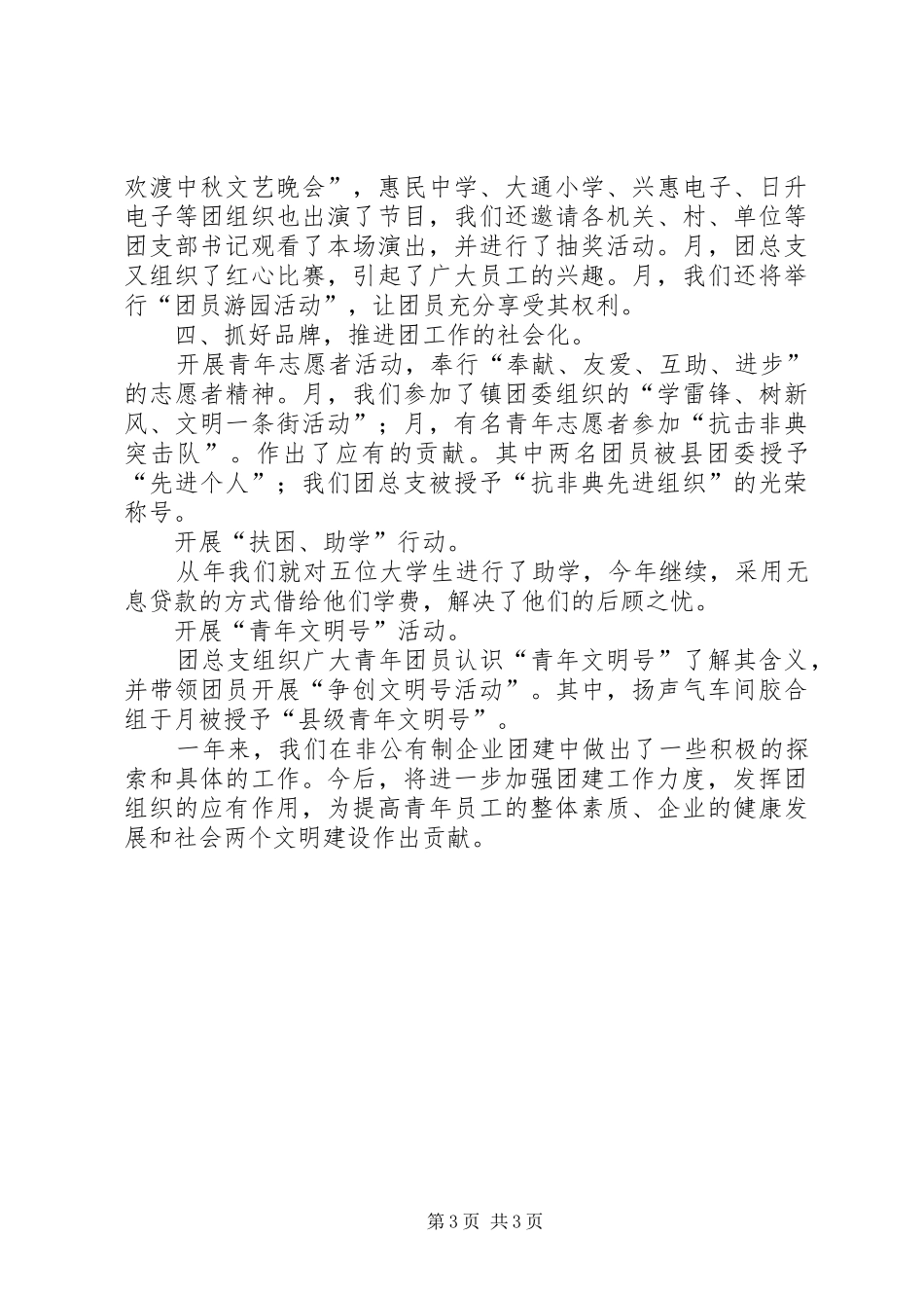 年×公司团总支工作总结 _第3页