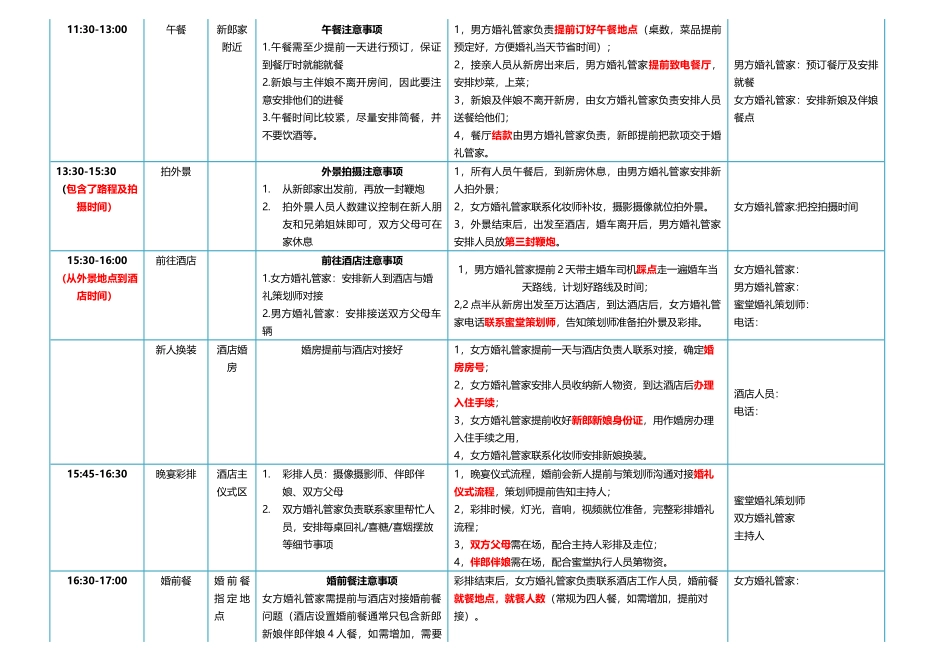 婚礼当天流程表_第3页