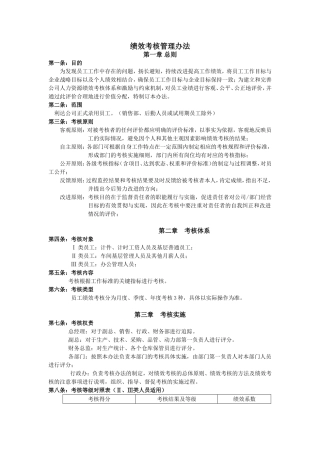 绩效考核管理办法(生产型企业)
