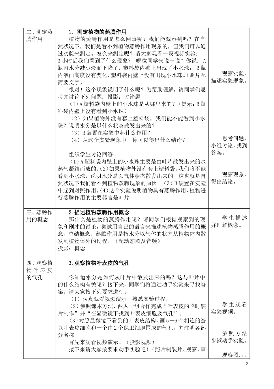 植物的蒸腾作用-教学设计_第2页