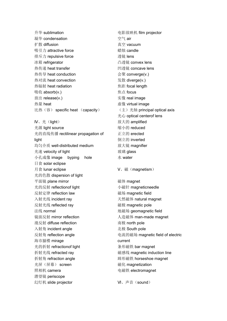 初中物理部分中英文词汇对照表_第2页
