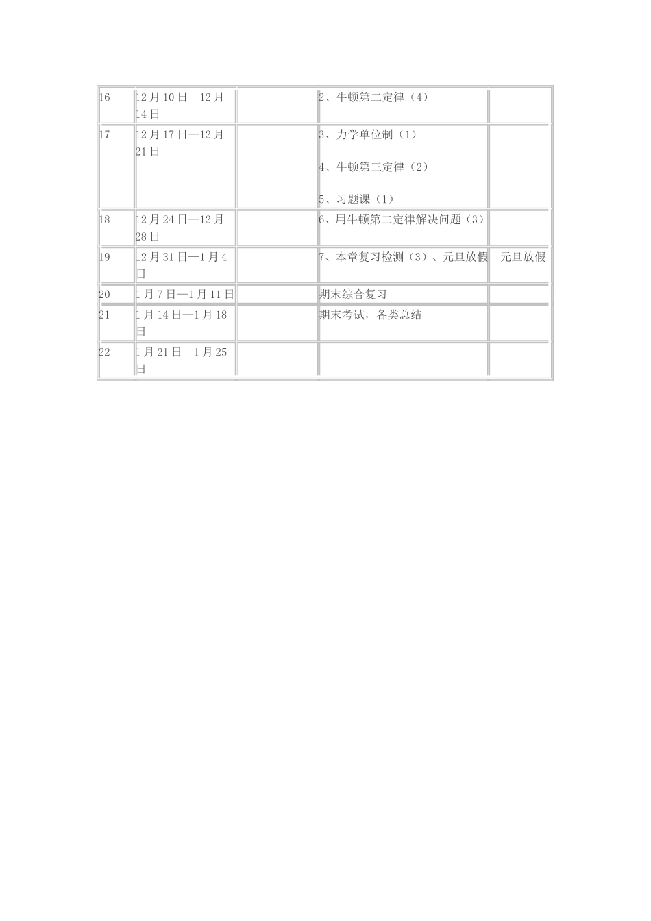 高一物理必修1进度表及教学计划_第3页