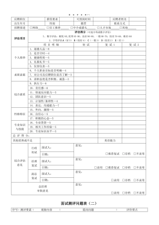 最全招聘面试评估表(五种)