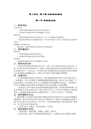 单细胞生物教案