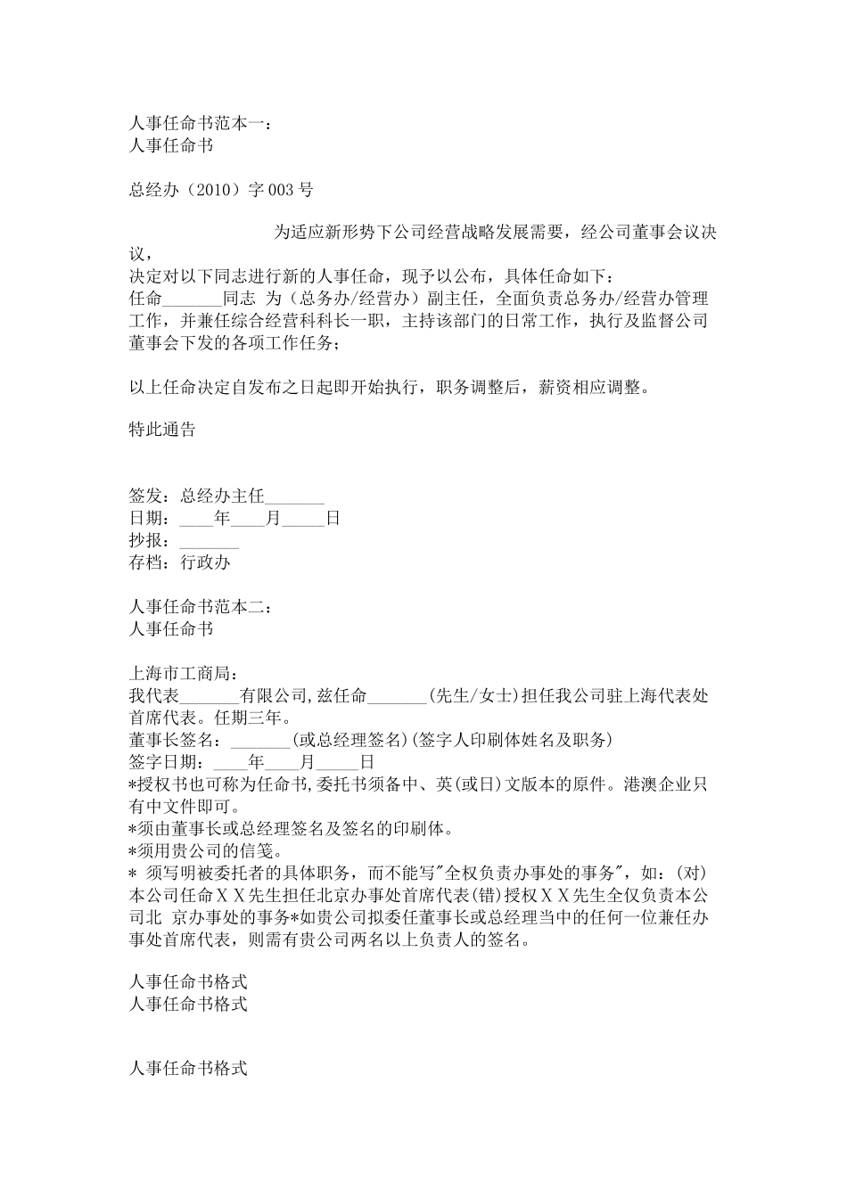 公司人事任命书格式范本_第1页