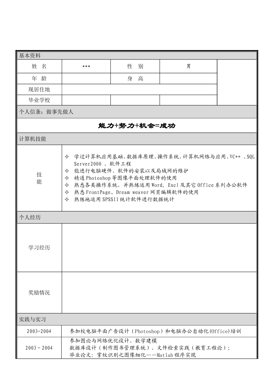 比较齐全的个人简历模板大全(word版)_第2页