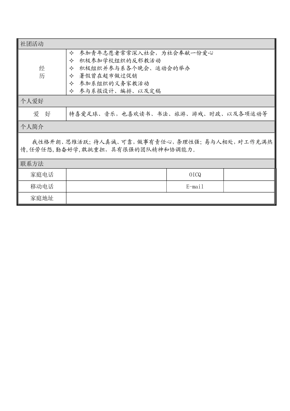 比较齐全的个人简历模板大全(word版)_第3页