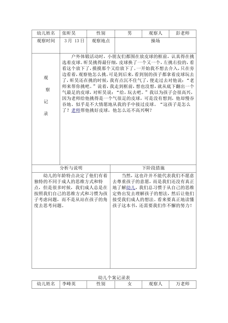 大班观察记录表_第2页