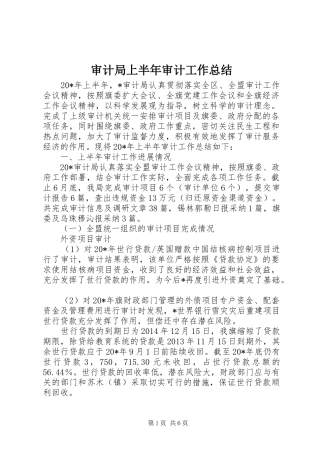 审计局上半年审计工作总结 
