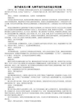 孩子成长无小事九种不当行为应引起父母注意