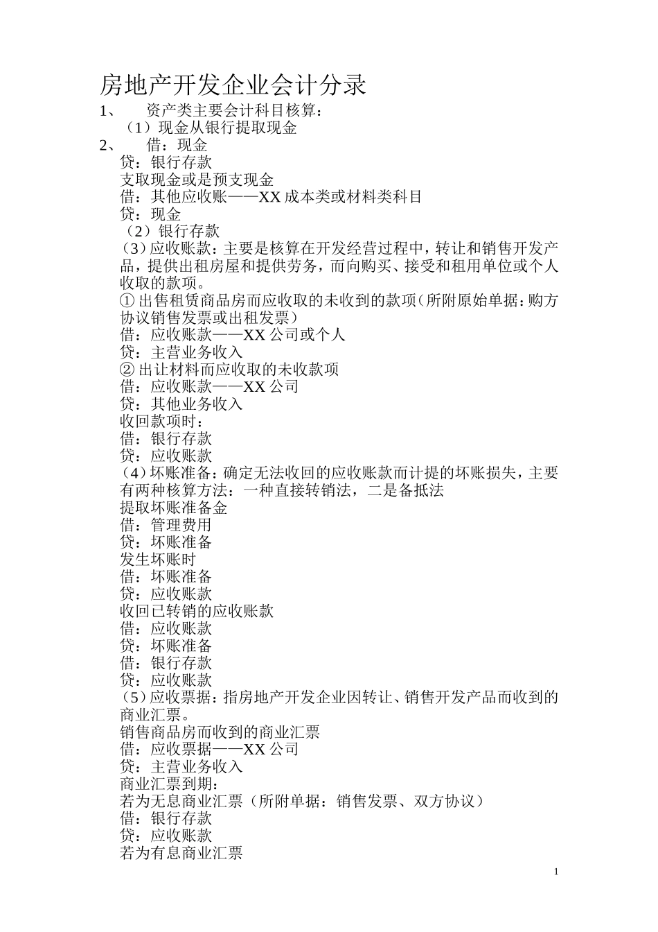 房地产开发企业会计实务分录大全_第1页