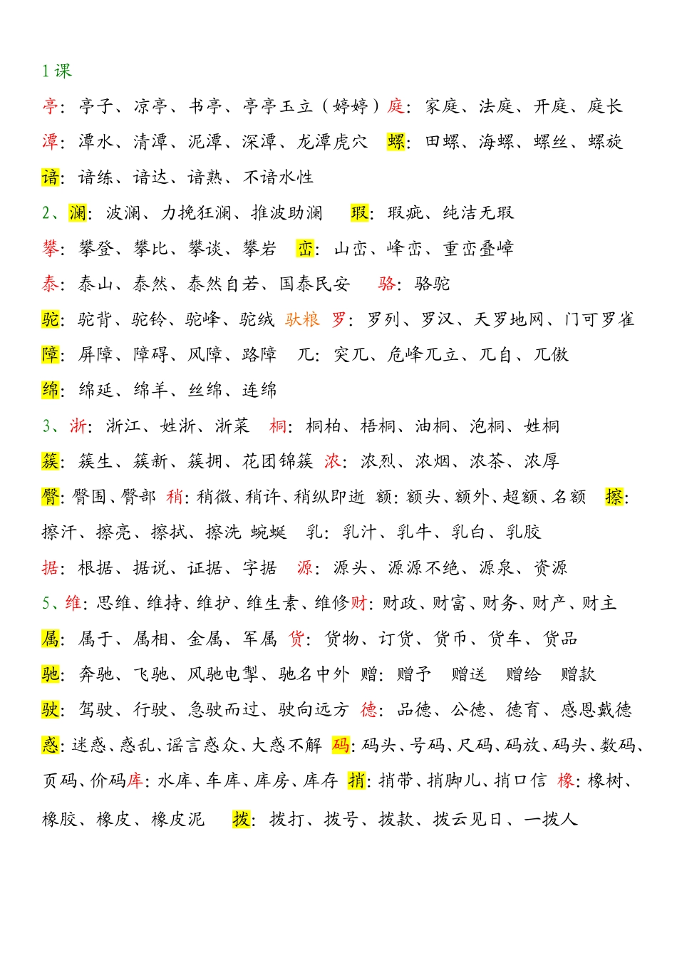 四年级下册生字扩词_第1页