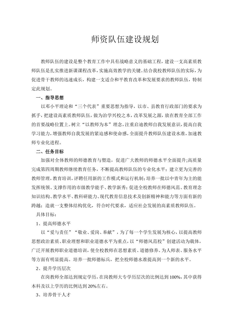 师资队伍建设规划_第1页