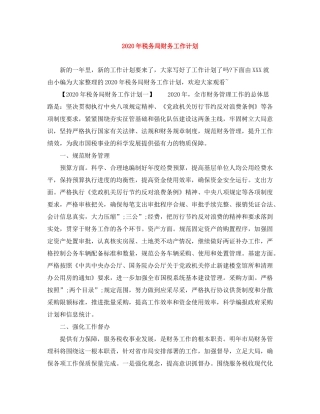 2020年税务局财务工作计划