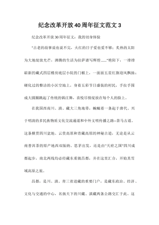 纪念改革开放40周年征文范文3