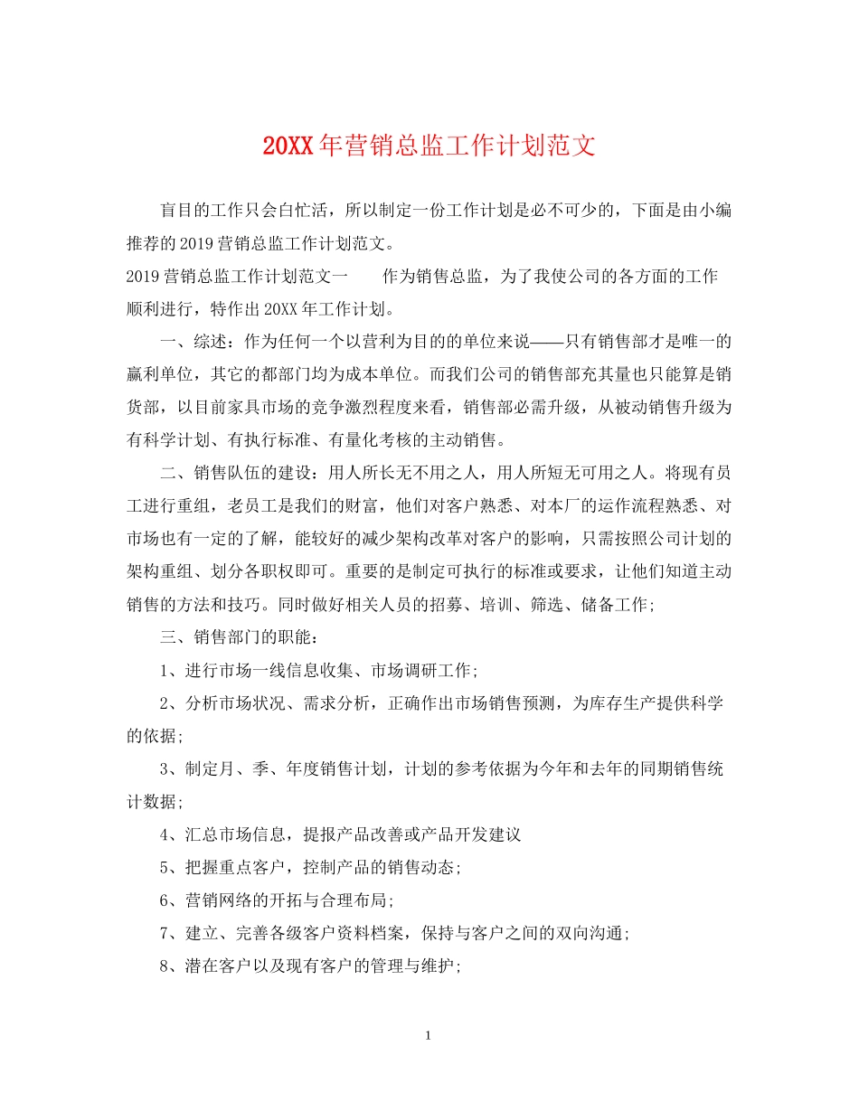 营销总监工作计划范文_第1页