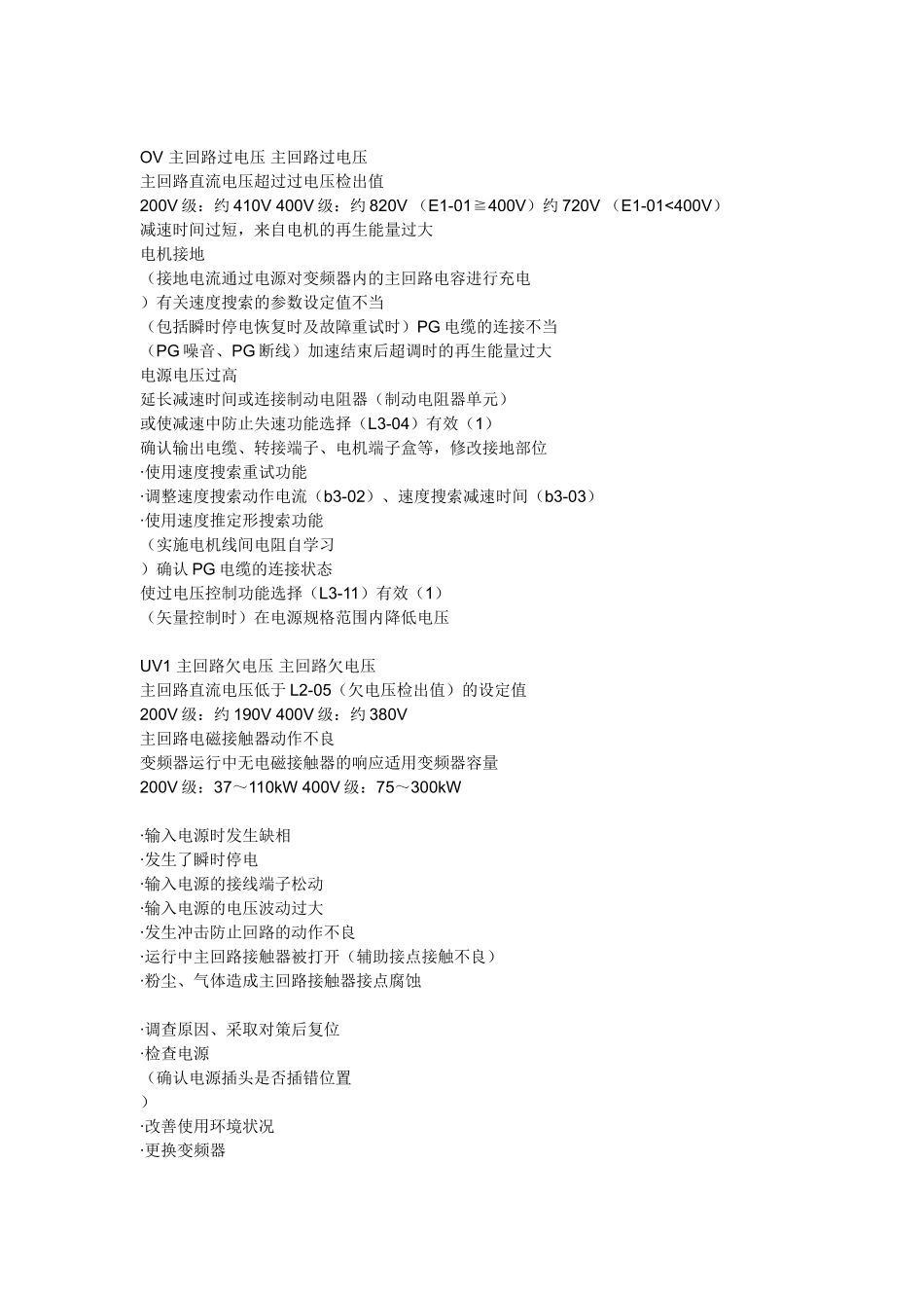 安川变频器G7系列故障代码详表_第2页