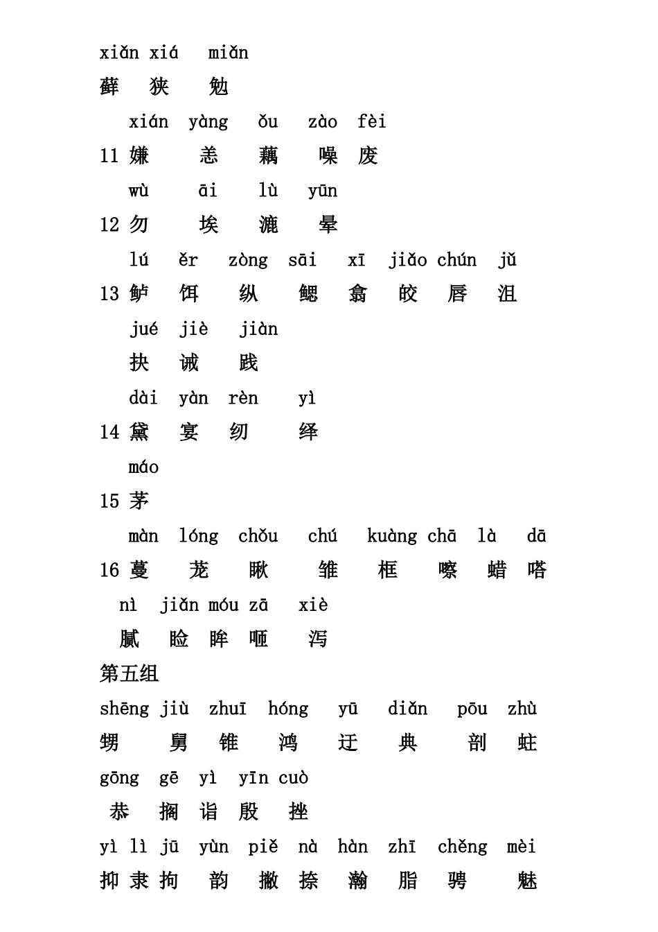 五年级语文上册生字表_第2页