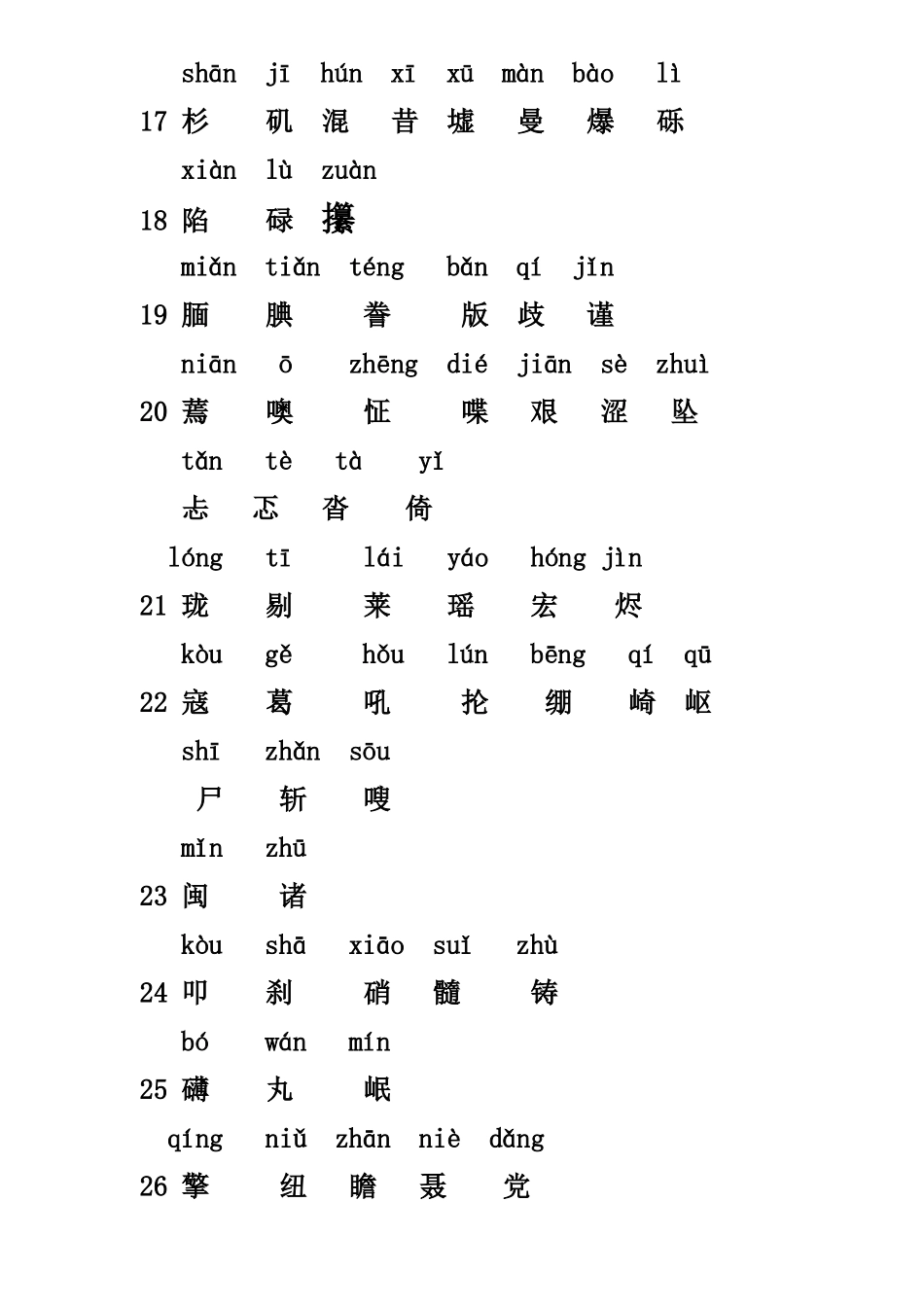 五年级语文上册生字表_第3页